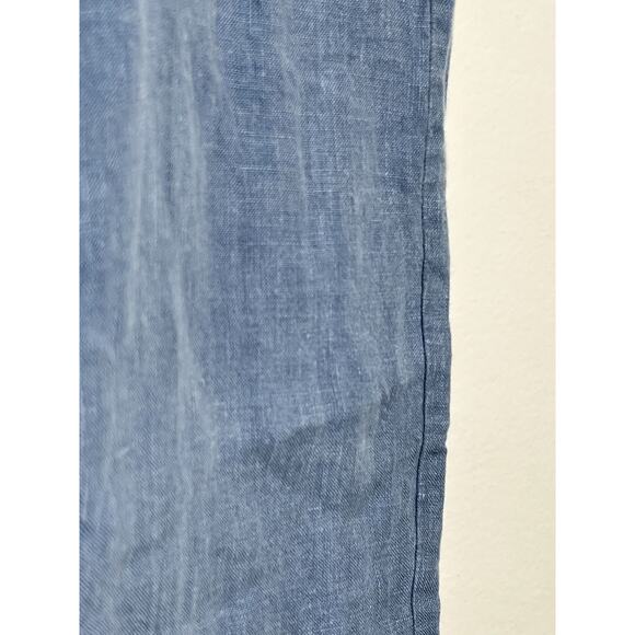 Bryn Walker Chambray Blue Linen Elastic Waist Wide Leg Crop Ankle Pant Pull On L - Picture 3 of 7